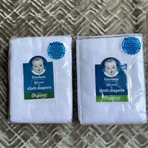 Gerber Organic White Cloth Diapers - 10 Pack (Two Packs)